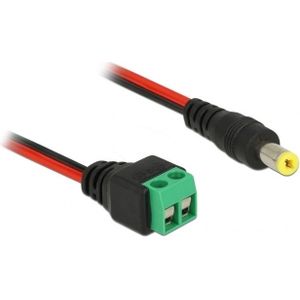 DC plug (m) 5,5 x 2,1mm stroomkabel met 2-pins terminal block / zwart/rood - 0,50 meter