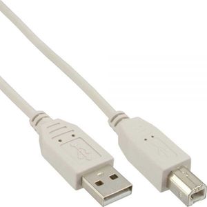 USB naar USB-B kabel - USB2.0 - tot 2A / beige - 0,30 meter