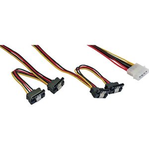 Molex (m) - 4x SATA (v) haaks met metalen klem splitter - 0,50 meter