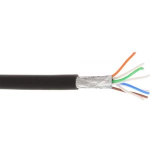 S/FTP CAT6a 10 Gigabit netwerkkabel met flexibele aders - AWG26 - LSZH / zwart - 100 meter
