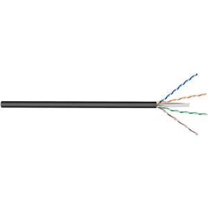 U/UTP CAT6 Gigabit outdoor netwerkkabel met vaste aders - AWG23 / zwart - 100 meter