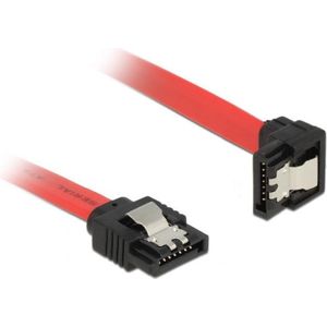 SATA datakabel - recht / haaks naar beneden - plat - SATA600 - 6 Gbit/s / rood - 0,10 meter
