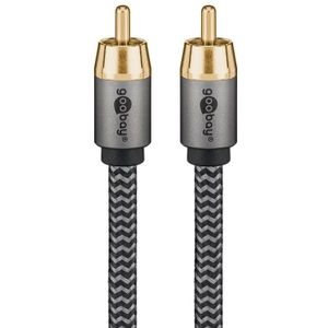 Digitale Coax Audiokabel - Verguld - Premium - Nylon Sleeve - 5 meter - Zwart/Grijs