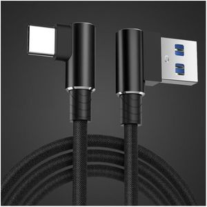 Premium USB-C haaks naar USB-A haaks snellaadkabel - USB2.0 - tot 3A / zwart - 3 meter