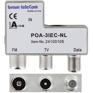 Braun Telecom RTV data splitter POA 3 IEC-NL met 3 uitgangen - 5-2000 MHz (Ziggo)