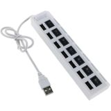 USB hub met 7 poorten en aan/uit schakelaars - USB2.0 - busgevoed / wit - 0,40 meter