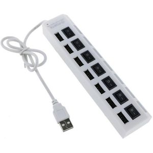 USB hub met 7 poorten en aan/uit schakelaars - USB2.0 - busgevoed / wit - 0,40 meter