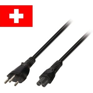 Zwitserland stroomkabel met C5 plug - zwart - 2 meter