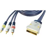 Premium Scart (m) - Composiet 3RCA (m) kabel - 1,5 meter