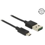 Easy-Micro USB naar Easy-USB-A kabel - USB2.0 - tot 2A / zwart - 5 meter