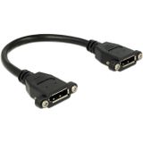 DisplayPort inbouwadapter (v-v) - versie 1.2 (4K 60Hz) / zwart - 0,25 meter