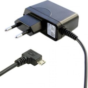 USB Micro B thuislader met vaste kabel en haakse connector - 1A / zwart - 1,1 meter