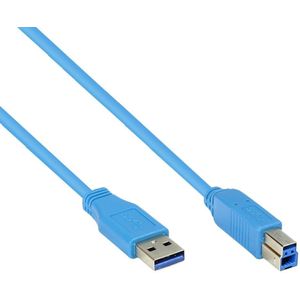USB-A naar USB-B kabel - USB3.0 - tot 0,9A / blauw - 0,50 meter