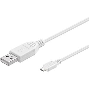 USB Micro B naar USB-A kabel - USB2.0 - tot 1A / wit - 0,30 meter