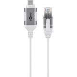 Goobay USB-C naar RJ45 LAN kabel | Slimline | USB3.0 | CAT6 | wit | 7,5 meter