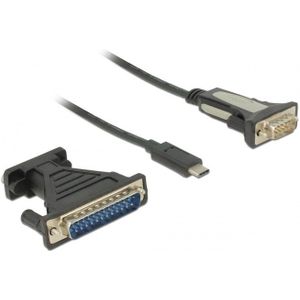 USB-C (m) naar 9-pins SUB-D / 25-pins SUB-D (m) seriële RS232 adapter / FTDI chip - 1,8 meter