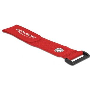 Klittenband kabelbinders met gesp en ring 280 x 38mm / rood (3 stuks)