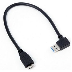 USB Micro B naar haakse USB-A kabel - USB3.0 - tot 2A / zwart - 0,25 meter