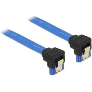 SATA datakabel - haaks naar beneden / haaks naar beneden - plat - SATA600 - 6 Gbit/s / blauw - 0,30 meter