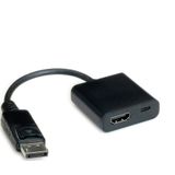 HDMI (v) naar DisplayPort (m) actieve adapter - HDMI 1.4 / DP 1.2 (4K 30Hz) - voeding via Micro USB (v) / zwart - 0,15 meter