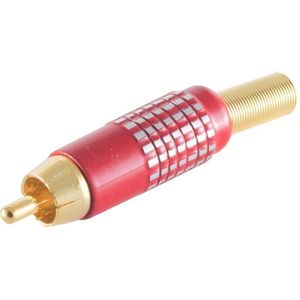 Premium Tulp (m) audio/video connector - tot 8mm - verguld - aluminium / rood