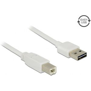 Easy-USB-A naar USB-B kabel - USB2.0 - tot 2A / wit - 2 meter