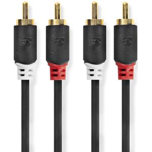 Nedis Tulp stereo audio kabel / zwart - 5 meter