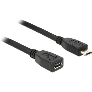 USB Micro B naar USB Micro B verlengkabel - USB2.0 - tot 2A / zwart - 1 meter