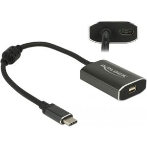 Premium USB-C naar Mini DisplayPort en USB-C PD adapter met DP Alt Mode (4K 60 Hz) / zwart - 0,20 meter