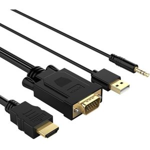 Orico VGA (m) + 3,5mm Jack (m) naar HDMI (m) kabel - voeding via USB-A (m) / zwart - 5 meter