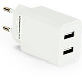 USB thuislader met 2 poorten - Smart IC - recht - 2,1A / wit