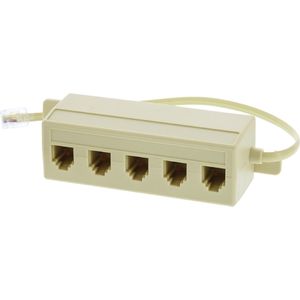 RJ11 (m) - 5x RJ11 (v) telefoon splitter / ivoor - 0,20 meter