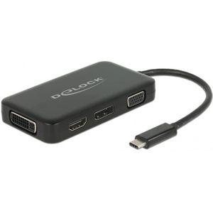Premium USB-C naar HDMI, DVI, DisplayPort en VGA adapter met DP Alt Mode / zwart - 0,15 meter