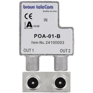 Braun Telecom TV splitter POA 1-B met 2 uitgangen - 4 dB / 5-2000 MHz (Horizon Box)