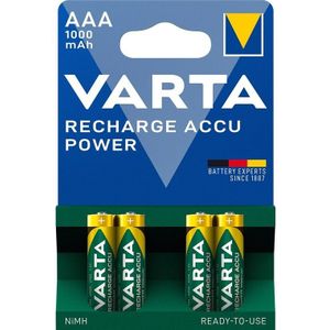 Varta AAA (HR03) Recharge Accu Power batterijen / 1000 mAh - 4 stuks in blister