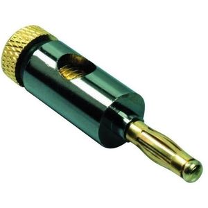 Banaan connector voor luidsprekerkabel tot 6 mm - metaal / verguld / zwart