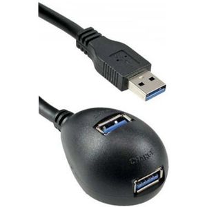 USB naar 2x USB docking kabel - USB3.0 - tot 0,9A / zwart - 1 meter