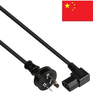 C13 (haaks/links) - Type I / China (recht) stroomkabel - 3x 0,75mm / zwart - 1,8 meter
