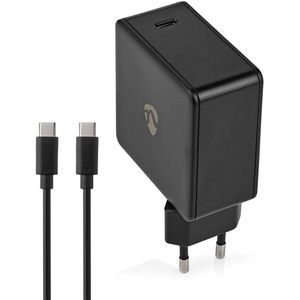 Nedis USB-C thuislader met 1 poort en losse USB-C kabel - Smart IC - 65W / zwart - 2 meter