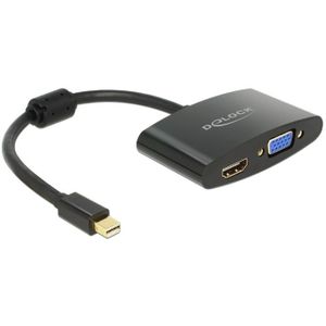 Premium Mini DisplayPort 1.1a naar HDMI en VGA adapter / zwart - 0,20 meter