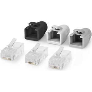 Nedis RJ45 krimp connectoren (UTP) met doorsteekmontage voor CAT6 netwerkkabel (vast/flexibel) - 10 stuks (incl. huls)