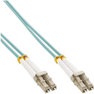 Premium LC Duplex Optical Fiber Patch kabel - Multi Mode OM3 - turquoise / LSZH - 50 meter