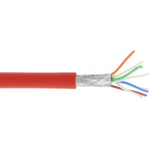 S/FTP CAT6a 10 Gigabit netwerkkabel met flexibele aders - AWG26 - LSZH / rood - 100 meter