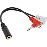 3,5mm Jack stereo audio vliegtuigadapter - haaks / zwart - 0,15 meter