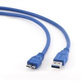 USB Micro naar USB-A kabel - USB3.0 - tot 0,9A / blauw - 3 meter