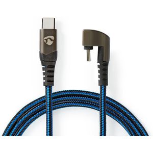 Nedis Gaming USB-C 180° haaks naar USB-C kabel - USB2.0 - tot 20V/3A / blauw - 1 meter