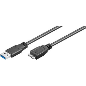 USB Micro naar USB-A kabel - USB3.0 - tot 0,9A / zwart - 0,50 meter