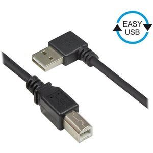 Easy-USB haaks naar USB-B kabel - USB2.0 - tot 0,5A / zwart - 5 meter