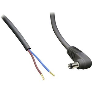 DC plug (m) haaks 5,5 x 2,5mm stroomkabel met open einde - max. 7A / zwart - 2 meter