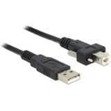 USB naar USB-B kabel met schroeven - USB2.0 - tot 2A / zwart - 1 meter